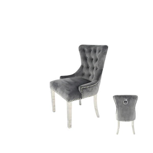 Chelsea (Chrome Legs) With Lion or Ring Knocker- Available in Cream, Black or Grey Plush