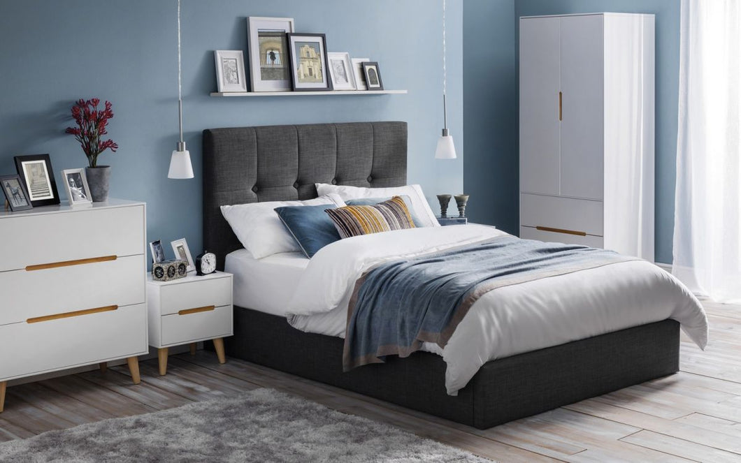 Alison Bedroom Range - White or Anthracite - Options: 2 Drawer Bedsides, 3 Drawer Chest, 5 Drawer Chest, 6 Drawer Chest & Wardrobe