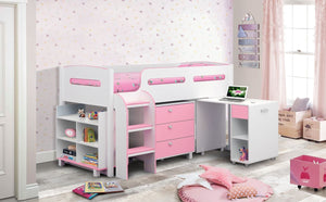 Kids Kimbo Cabin Bed - Available in Sonoma Oak or Pink - Mattress Option