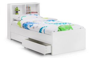 Stylish Manhattan Bookcase Bed - White - Optional Underbed Drawer