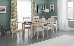 Davenport Extending Dining Set - White & Oak - 90cmD x 150(-189)cmW x 74.5cmH