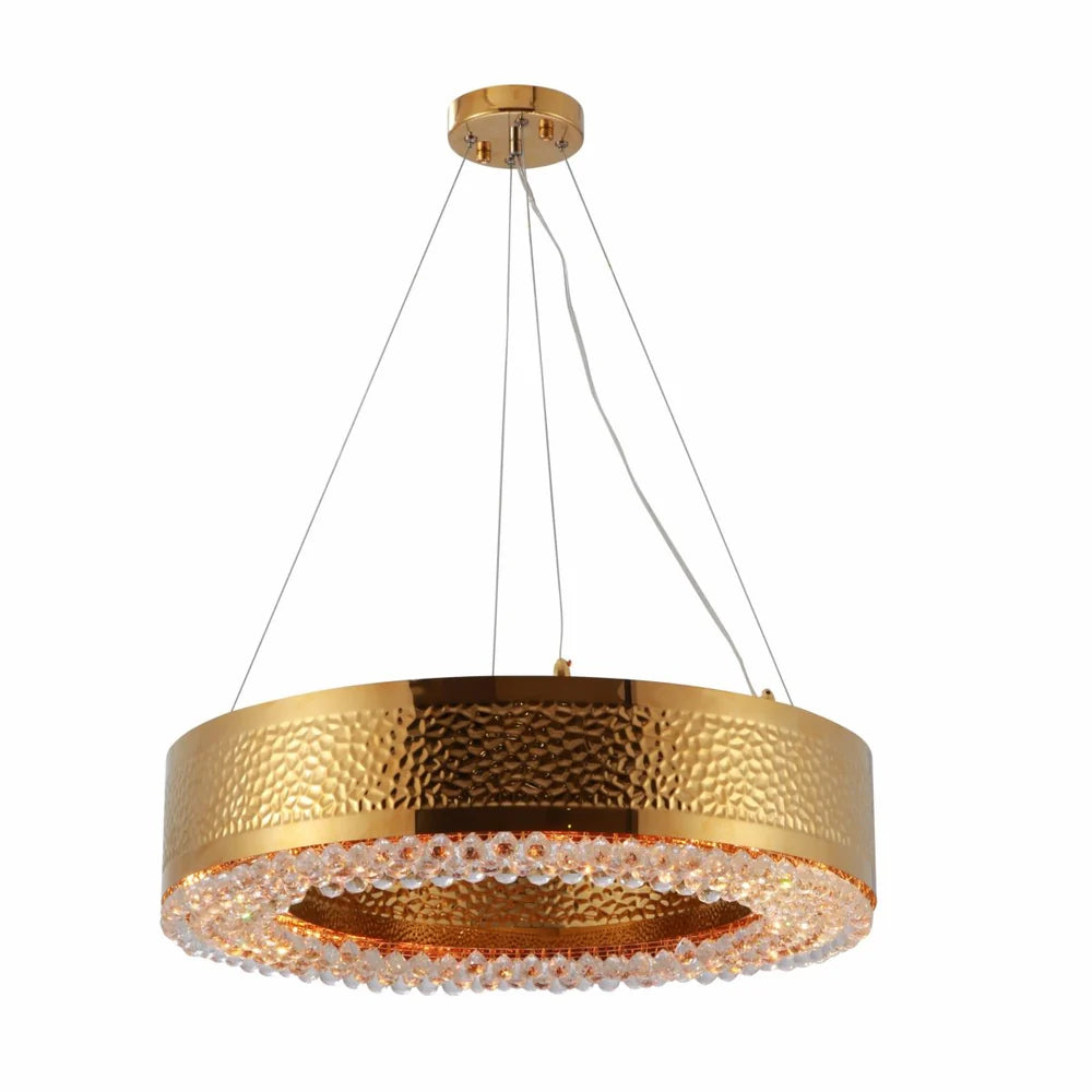 Jupiter Ball Crystal Gold Metal Chandelier Ceiling Light E14 - 2 Size Options Round or Island