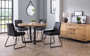 Brooklyn Round Table - Dark Oak or Light Oak - 120cm D x 120cm W x 76cm H