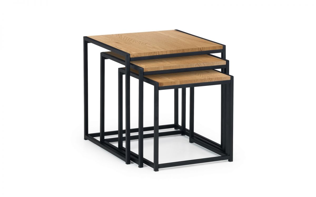 Tribeca Nest of Tables - White Marble or Sonoma Oak or Walnut - 45cm D x 45cm W x 45cm H