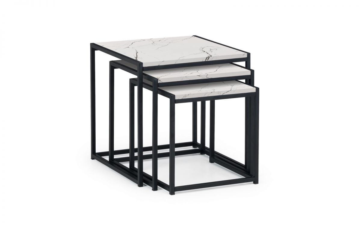 Tribeca Nest of Tables - White Marble or Sonoma Oak or Walnut - 45cm D x 45cm W x 45cm H