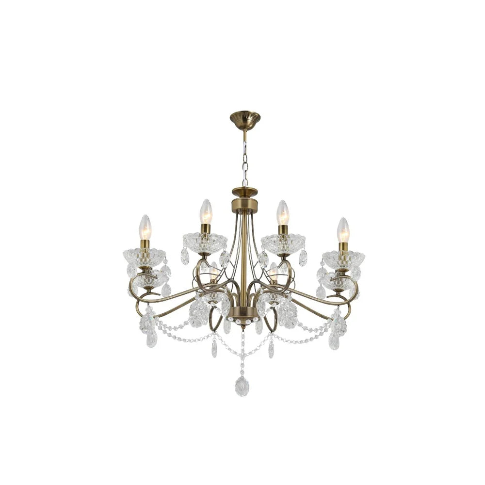 Lyra Mediterranean Elegant Transitional Crystal Chandelier Ceiling Light E14 - 2 Sizes Available 5 or 8 Bulb