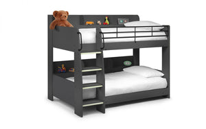 Kids Domino Bunk - Charcoal & White, Anthracite, All White or Sonoma Oak - Optional Mattress