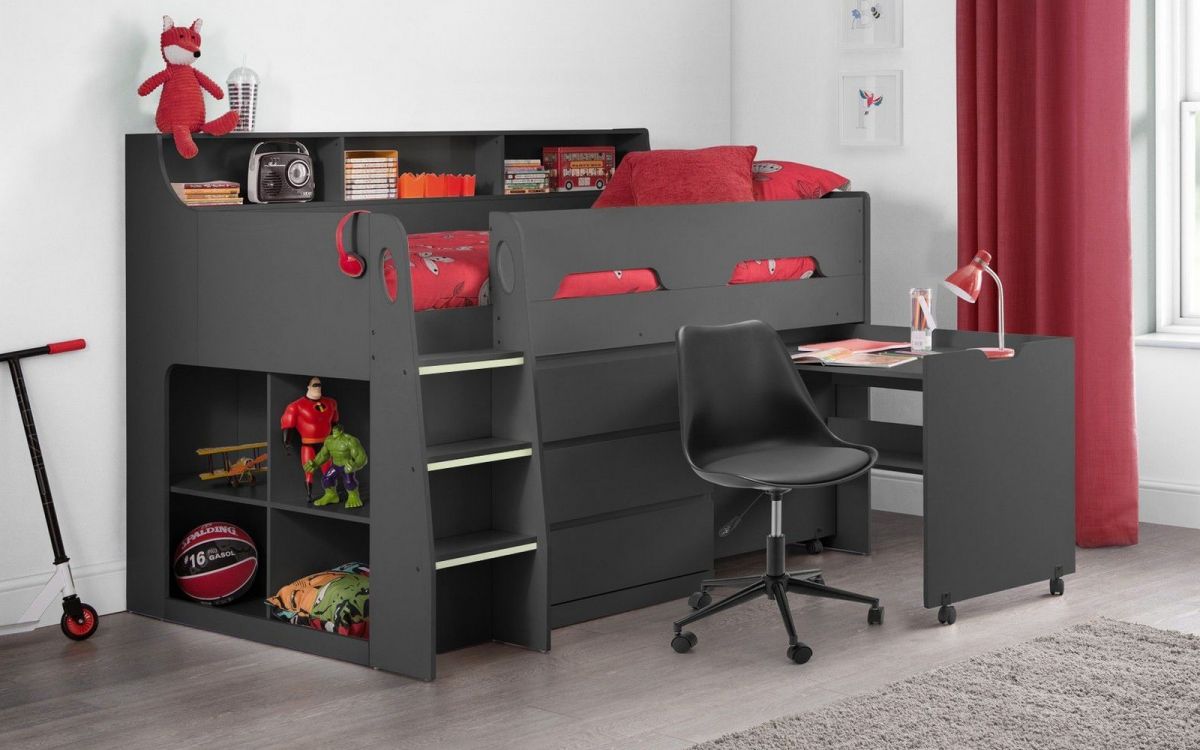 Jupiter Midsleeper - Available in White, Anthracite or Grey Oak - Mattress option
