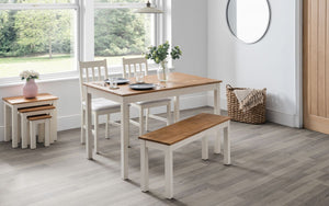 Coxmoor Square Dining Table (118cm D x 75cm W x 75cm H) - Available in Oak or Ivory & Oak - Seating Option