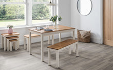 Load image into Gallery viewer, Coxmoor Square Dining Table (118cm D x 75cm W x 75cm H) - Available in Oak or Ivory &amp; Oak - Seating Option
