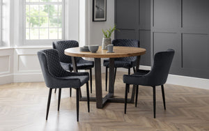 Brooklyn Round Table - Dark Oak or Light Oak - 120cm D x 120cm W x 76cm H