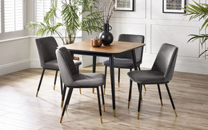 Findlay Square Dining Table - Walnut & Black - 90cm D x 90cm W x 75cm H - Chair Options