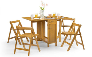 Savoy dining Set (Drop Leaf Table & x4 Chairs) - Colour Options: White Natural, Light Grey, Light Oak or Black