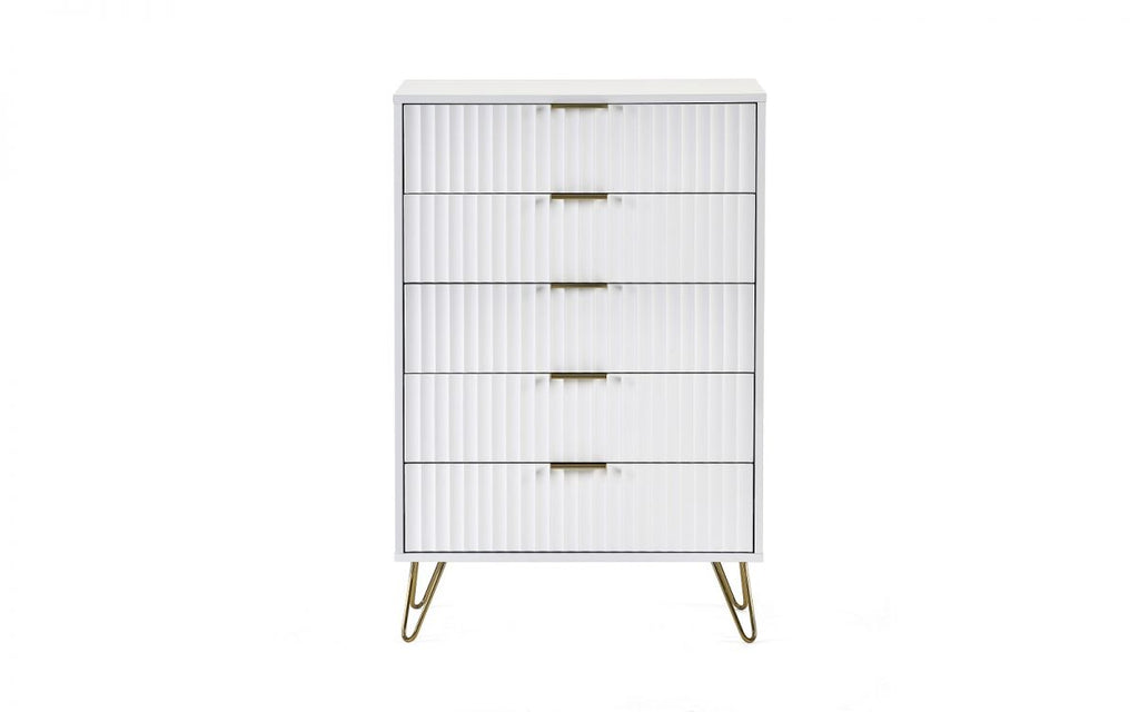 Murano Bedroom Range - In Matt White - Available in: Bedside, 3 Drawer Chest, 5 Drawer Tallboy Chest, 5 Drawer Chest, 6 Drawer Chest & 2 Door-1 Drawer Wardrobe