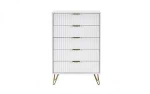 Murano Bedroom Range - In Matt White - Available in: Bedside, 3 Drawer Chest, 5 Drawer Tallboy Chest, 5 Drawer Chest, 6 Drawer Chest & 2 Door-1 Drawer Wardrobe