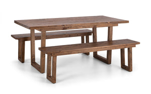 Woburn Rustic Dining Table With Optional Bench - RECYCLED/RECLAIMED Pine - Colour Cashew