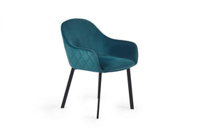 Nero Round Table (80cm) With Lima Dining Chair - Teal Velvet