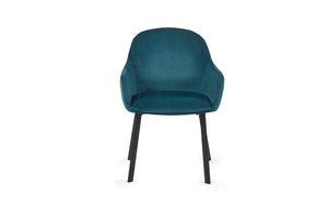 Nero Round Table (80cm) With Lima Dining Chair - Teal Velvet