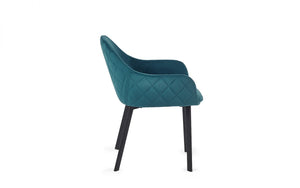 Nero Round Table (80cm) With Lima Dining Chair - Teal Velvet