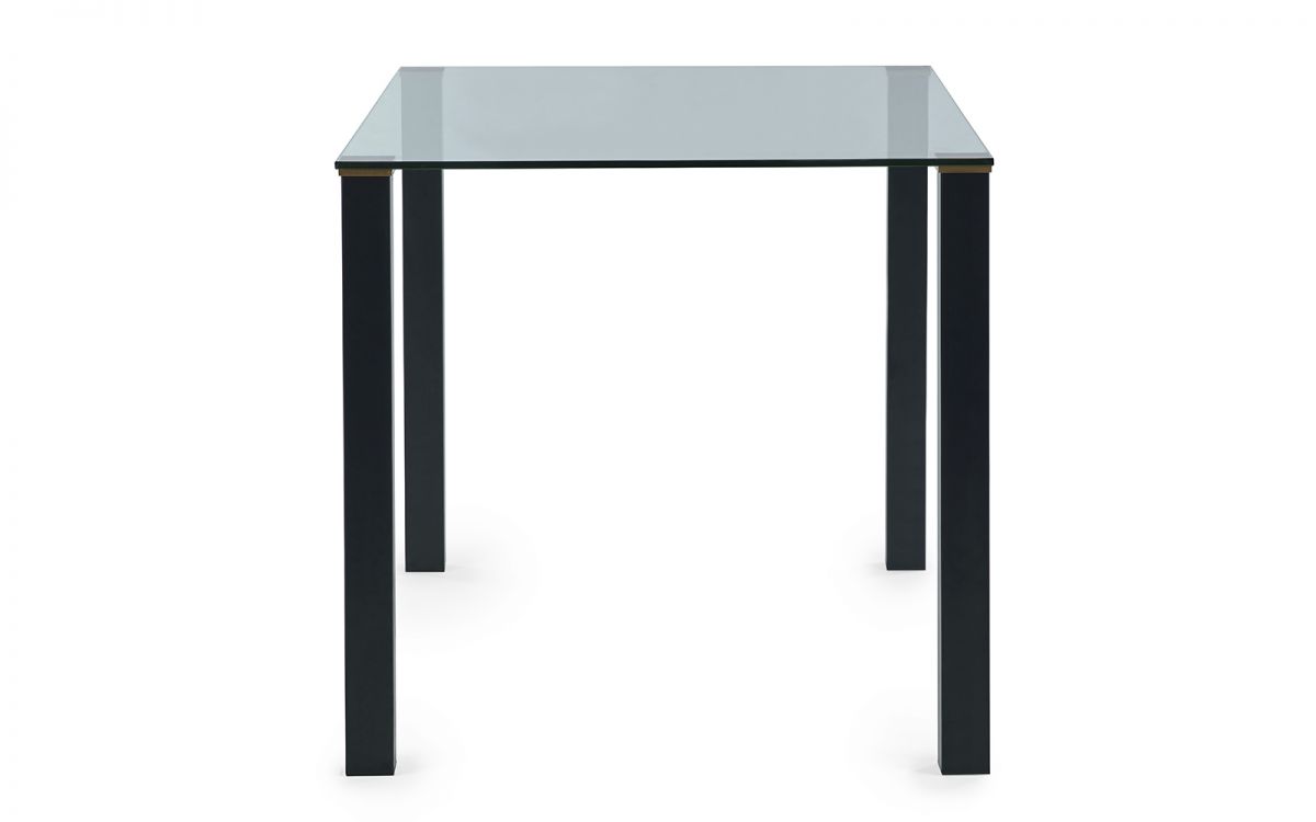 Piero Rectangle Glass Dining Table (120x80cm) With Gold Discs & Black Legs - Available Chair Options