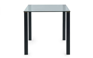 Piero Rectangle Glass Dining Table (120x80cm) With Gold Discs & Black Legs - Available Chair Options