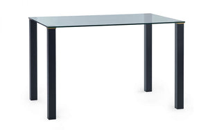 Piero Rectangle Glass Dining Table (120x80cm) With Gold Discs & Black Legs - Available Chair Options