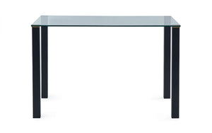 Piero Rectangle Glass Dining Table (120x80cm) With Gold Discs & Black Legs - Available Chair Options