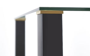 Piero Rectangle Glass Dining Table (120x80cm) With Gold Discs & Black Legs - Available Chair Options