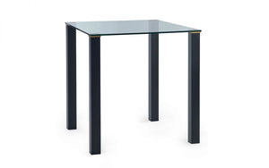 Piero Square Glass Dining Table (80x80cm) With Gold Discs & Black Legs - Available Chair Options