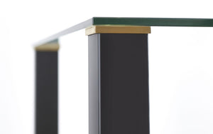 Piero Square Glass Dining Table (80x80cm) With Gold Discs & Black Legs - Available Chair Options