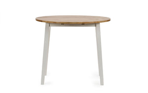 Linwood Round Dropleaf Dining Table (75cm x 75cm) - Oak Top & White Legs - Chair Option Available