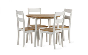 Linwood Round Dropleaf Dining Table (75cm x 75cm) - Oak Top & White Legs - Chair Option Available