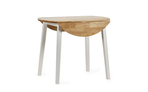 Linwood Round Dropleaf Dining Table (75cm x 75cm) - Oak Top & White Legs - Chair Option Available