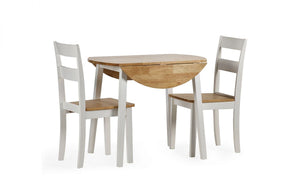 Linwood Round Dropleaf Dining Table (75cm x 75cm) - Oak Top & White Legs - Chair Option Available