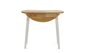 Linwood Round Dropleaf Dining Table (75cm x 75cm) - Oak Top & White Legs - Chair Option Available