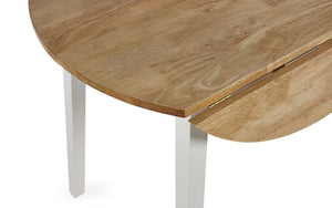 Linwood Round Dropleaf Dining Table (75cm x 75cm) - Oak Top & White Legs - Chair Option Available