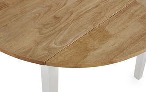 Linwood Round Dropleaf Dining Table (75cm x 75cm) - Oak Top & White Legs - Chair Option Available