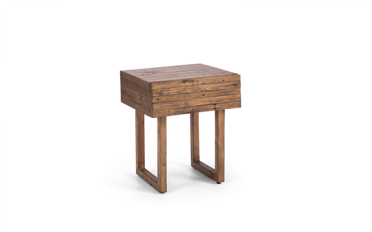 Woburn Rustic 1 Drawer Lamp/Bedside Table - RECYCLED/RECLAIMED Pine - Colour Cashew