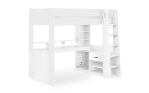 Kids Blaze Gaming Highsleeper - Available in All White or Black And Pale Wood - Optional Mattress