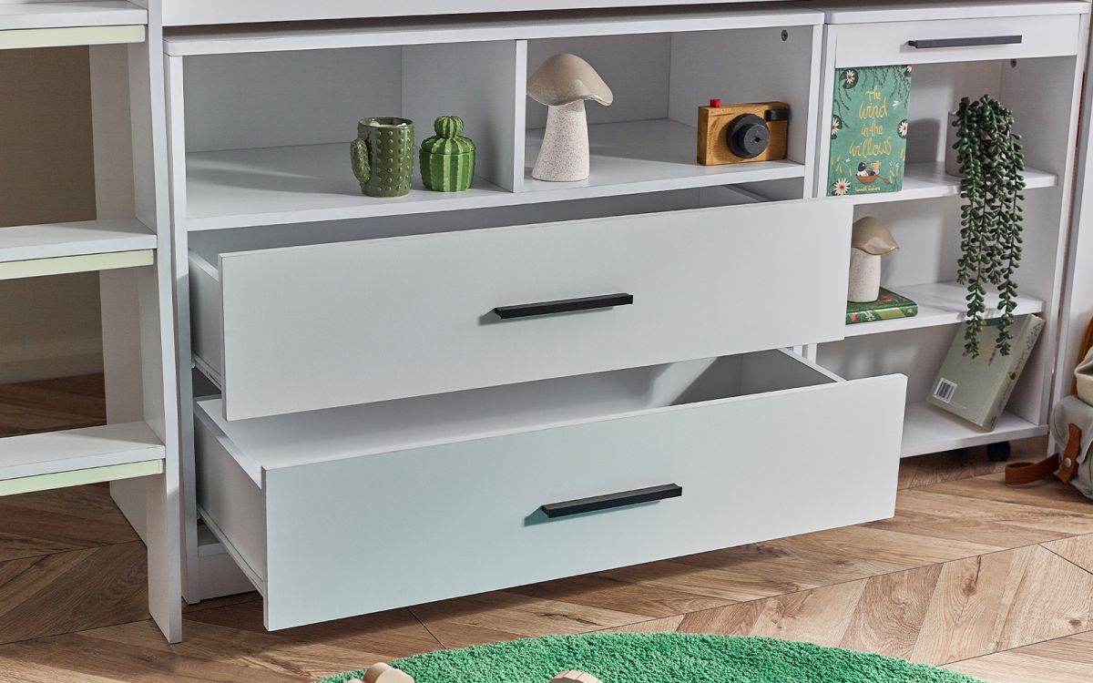 Kids Otis Midsleeper - Available in All White or Urban Rustic And Black - Mattress Option