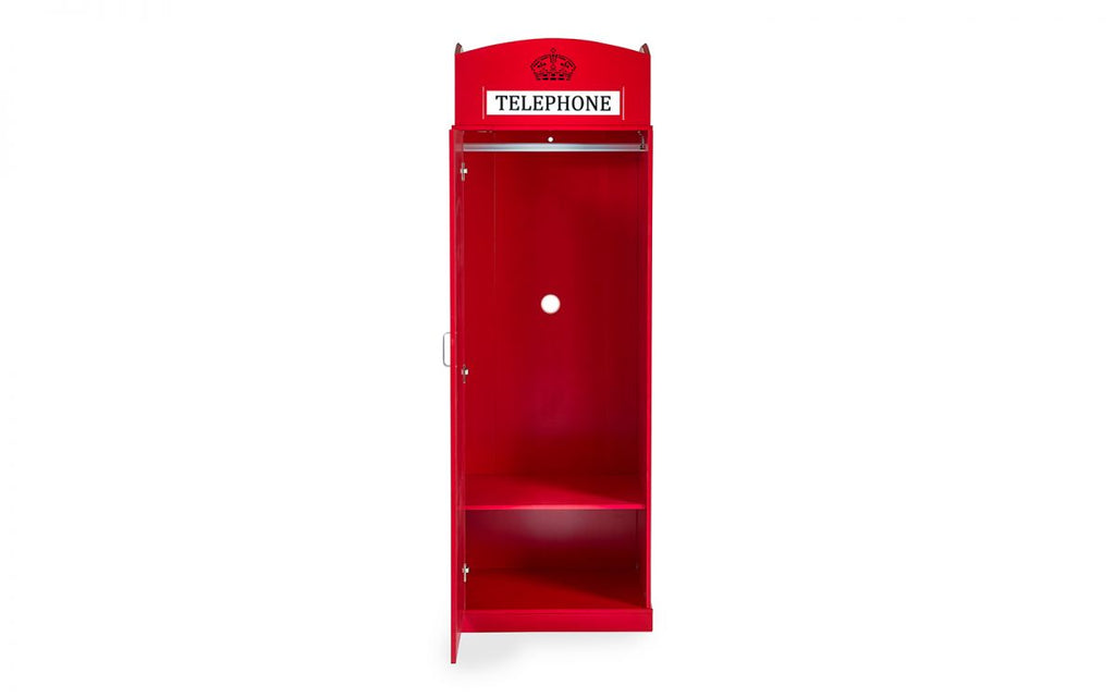 London Telephone Box Wardrobe - 56cm D x 65cm W x 190cm H