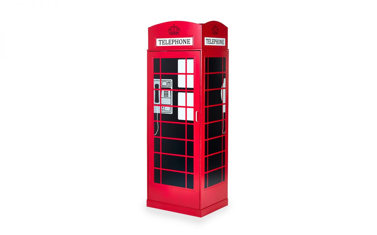 London Telephone Box Wardrobe - 56cm D x 65cm W x 190cm H