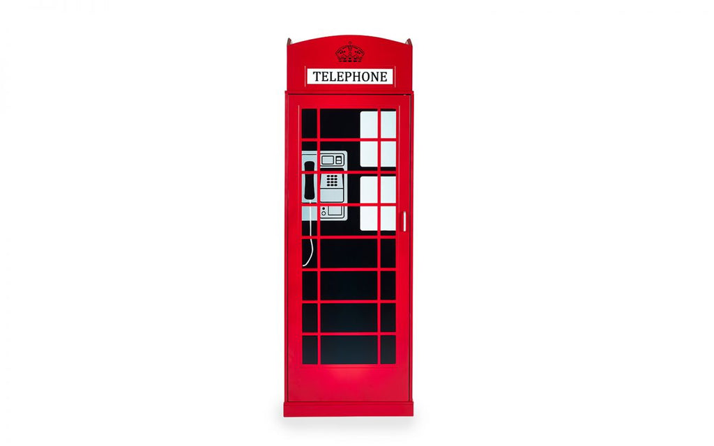 London Telephone Box Wardrobe - 56cm D x 65cm W x 190cm H