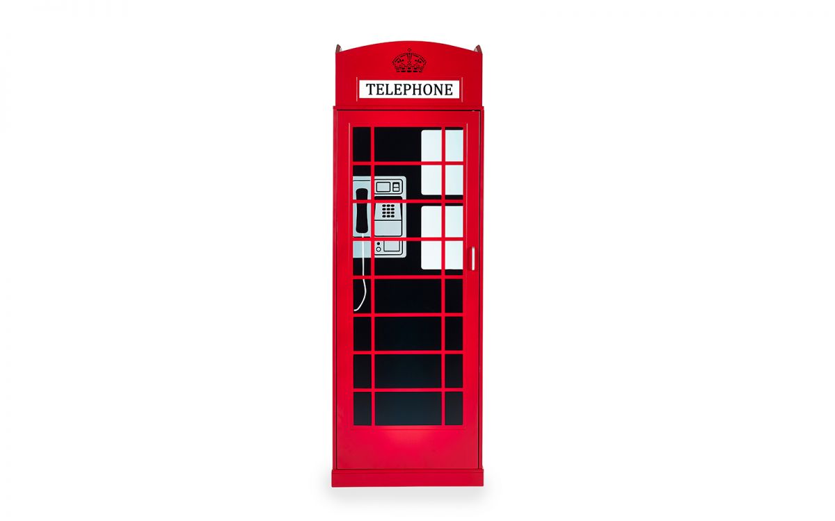 London Telephone Box Wardrobe - 56cm D x 65cm W x 190cm H