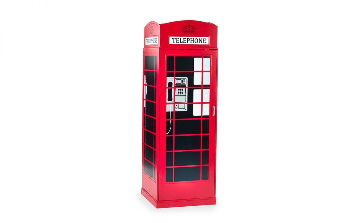 London Telephone Box Wardrobe - 56cm D x 65cm W x 190cm H