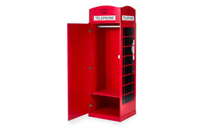 London Telephone Box Wardrobe - 56cm D x 65cm W x 190cm H