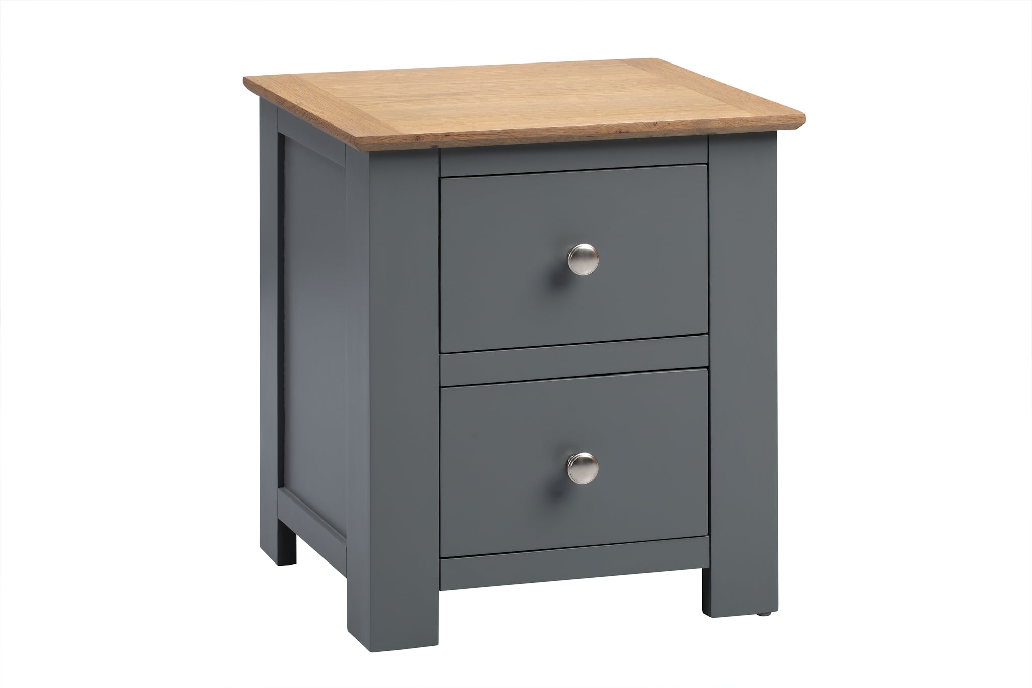Flint 2 DrawerWooden Bedside - Painted Grey or Smoked Oak