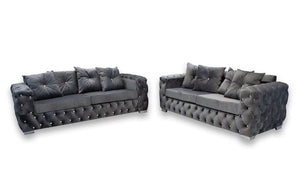 Martin Sofa Suite - 3+2+Arm Chair & Corner Options - Available in Black, Silver or Grey Plush