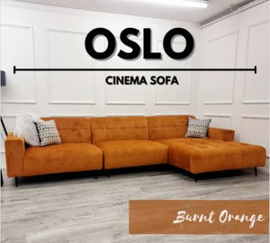 Oslo Cinema Sofa - Available in 2 or 3 Piece - Steel Grey, Burnt Orange, Marine Blue & Dark Suede (Bison Black)