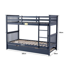 Load image into Gallery viewer, Wooden Zoom Detachable Bunk Bed With Trundle - Available in Grey Or White
